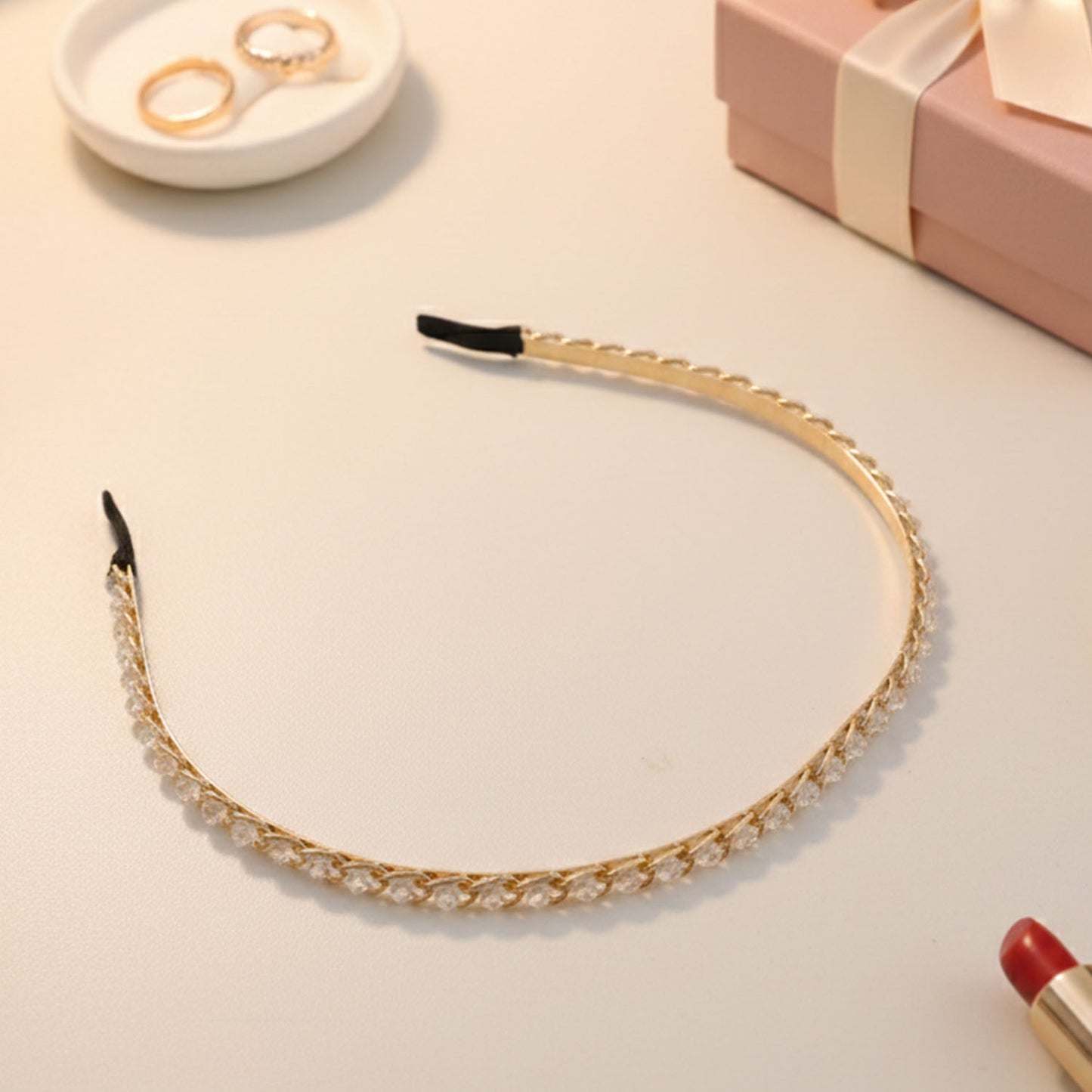 Elegant Crystal Studded Metal Hair Band (1 Pc)