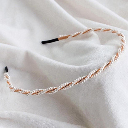 Close up of elegant pearl hairband