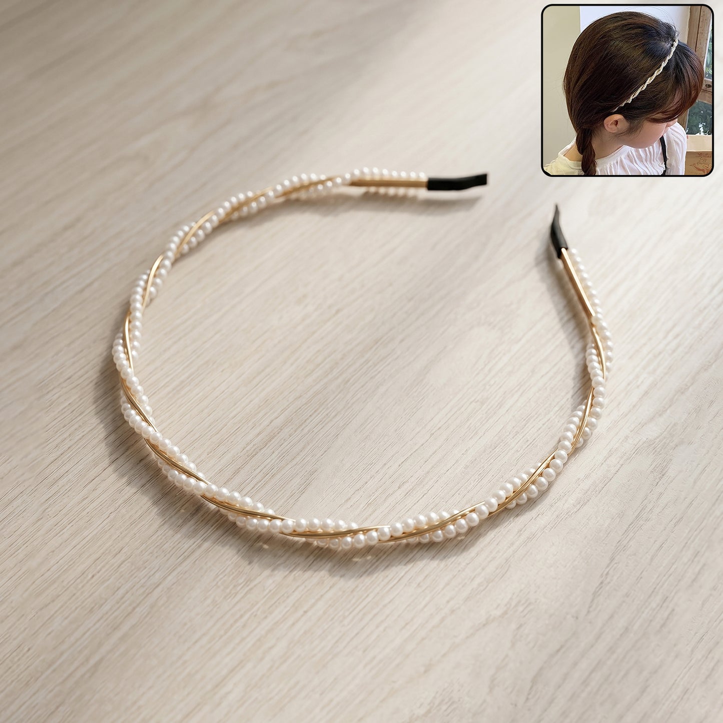 Elegant pearl design hairband front view