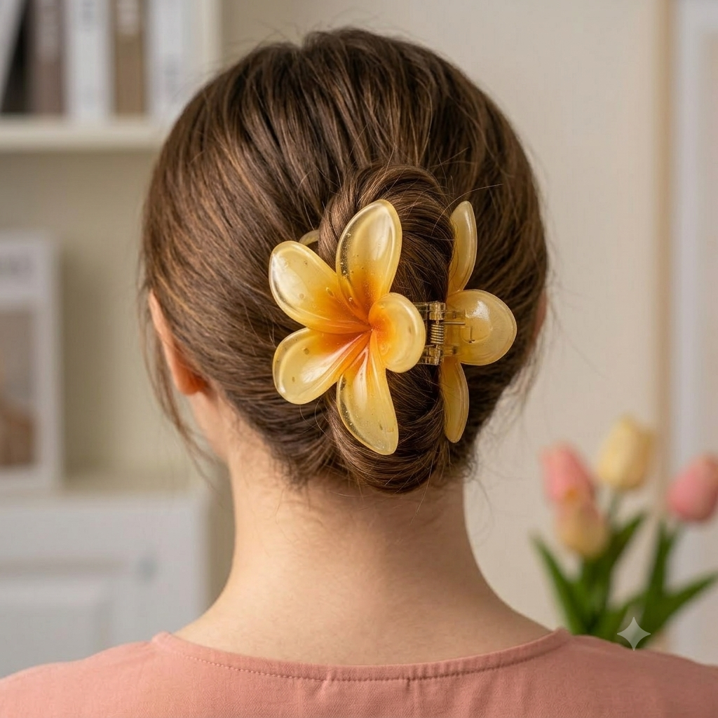 Plastic Stylish Flower Hair Clip Claw Clutcher Mix Design (1 Pc)