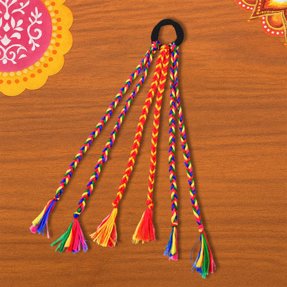 Traditional Multicolor Braided Hair Extension with Tassels