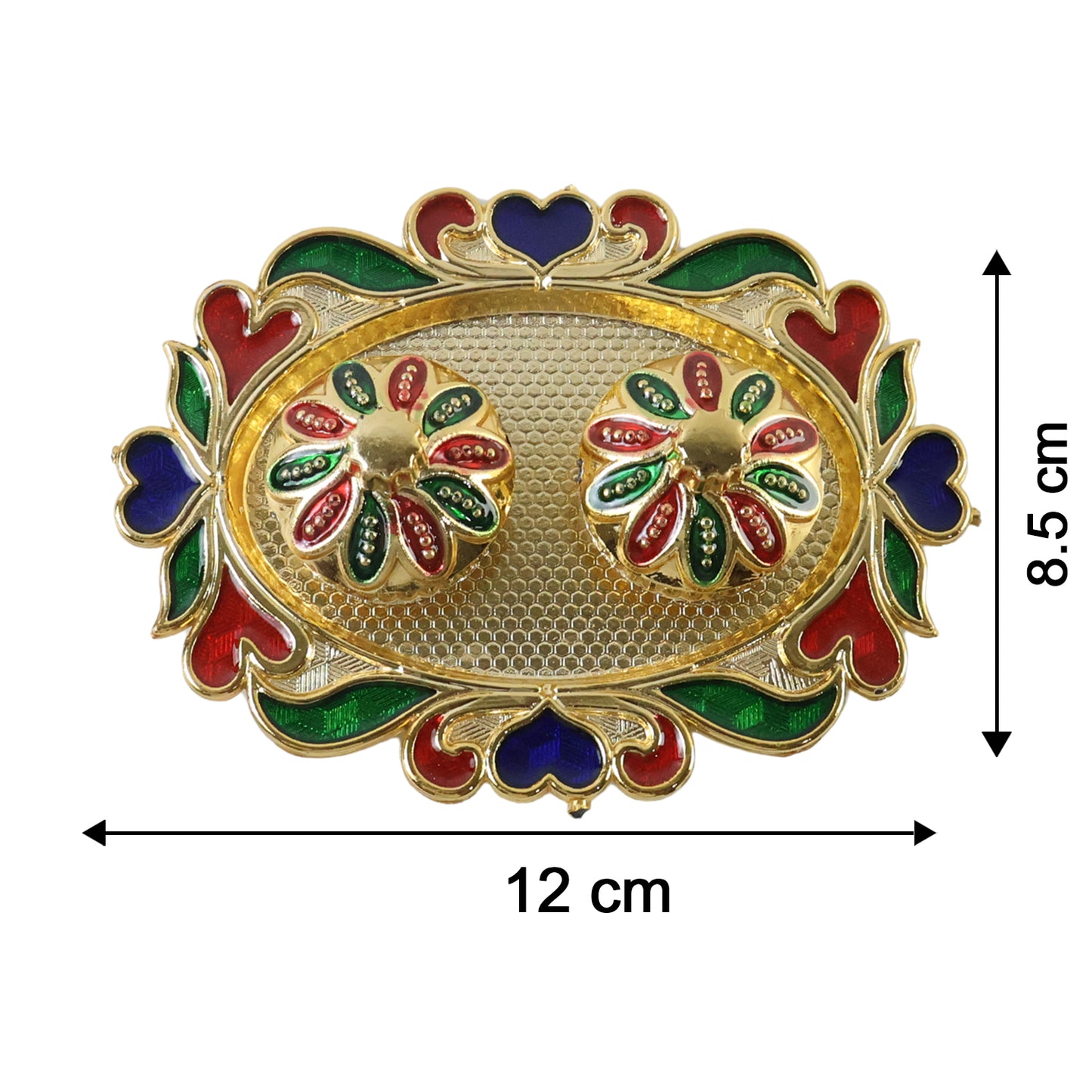 Decorative Kankavati Kumkum Holder, Golden Enamel Pooja Thali with Bowls (1 Pc)