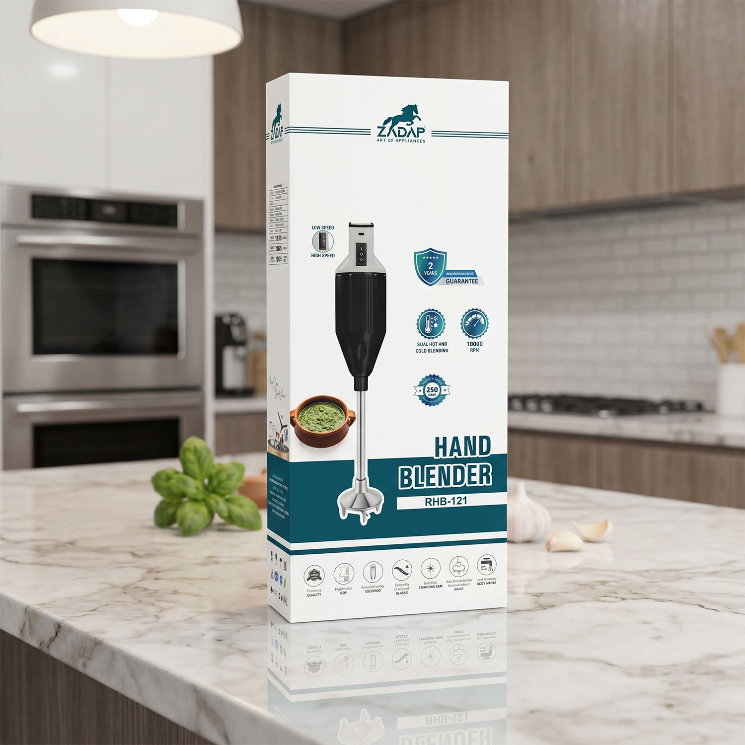 ZADAP RHB-121 hand blender ergonomic grip close-up
