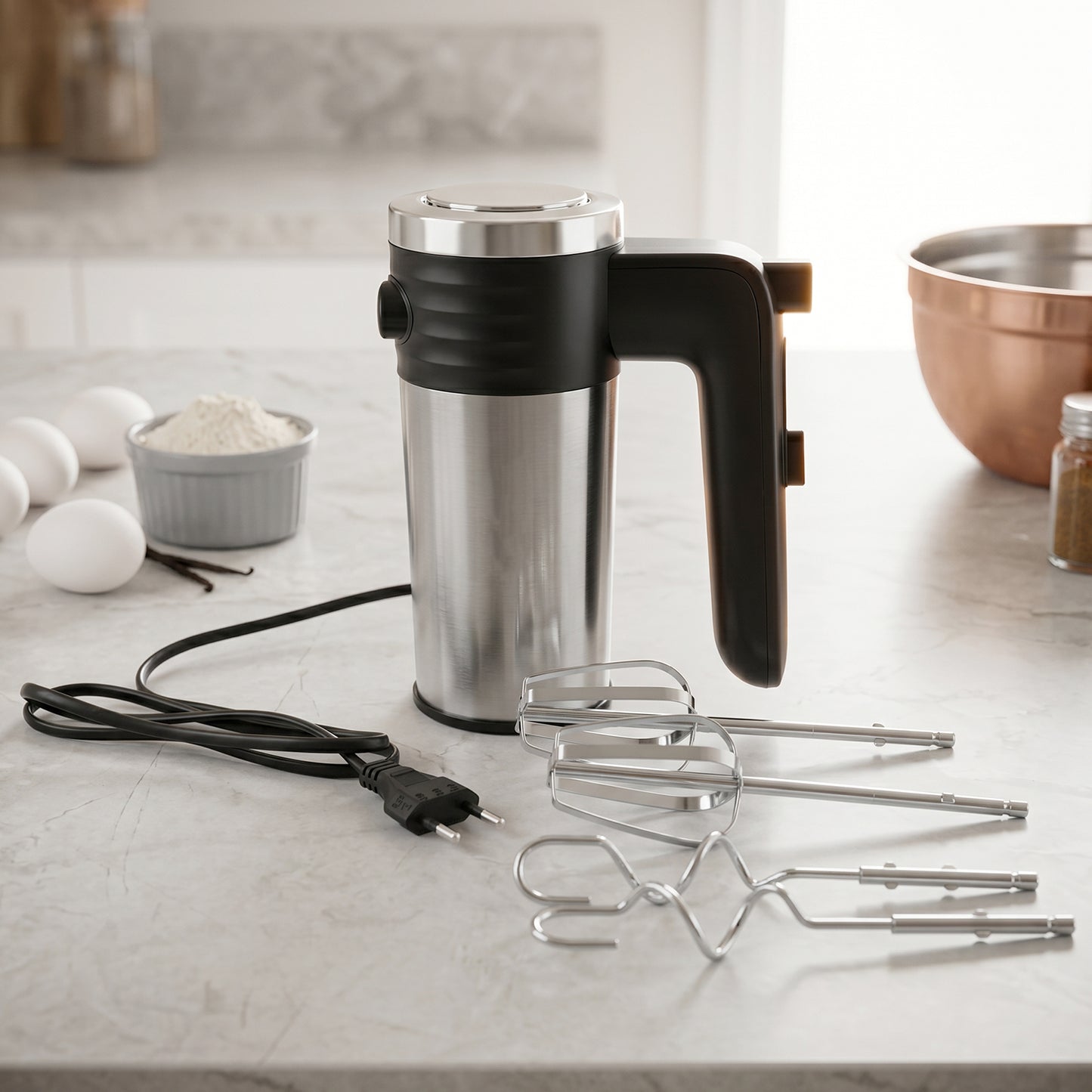 Electric Hand Mixer 500W with Beaters Dough Hooks for Cake and Baking (1 Pc)