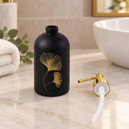 Manual Liquid Soap Dispenser with Leaf Design and Refillable Pump Bottle (1 Pc)