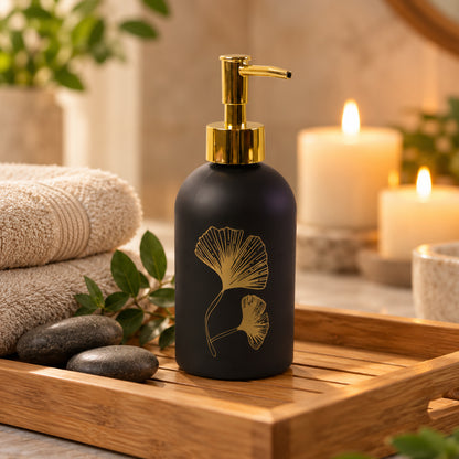 Manual Liquid Soap Dispenser with Leaf Design and Refillable Pump Bottle (1 Pc)