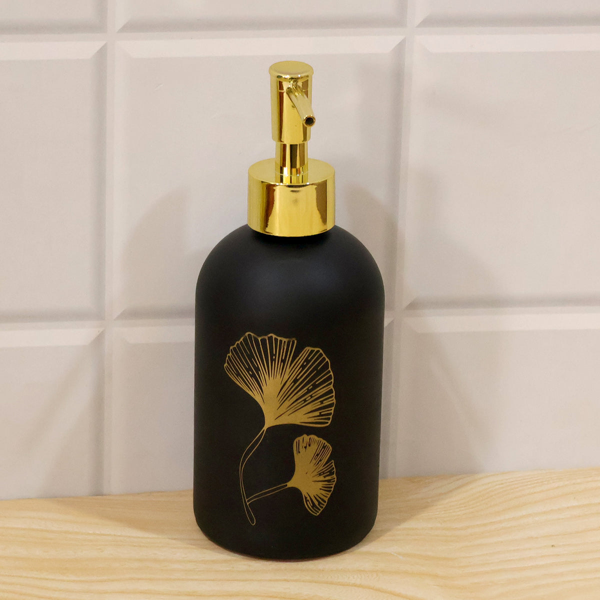 Manual Liquid Soap Dispenser with Leaf Design and Refillable Pump Bottle (1 Pc)