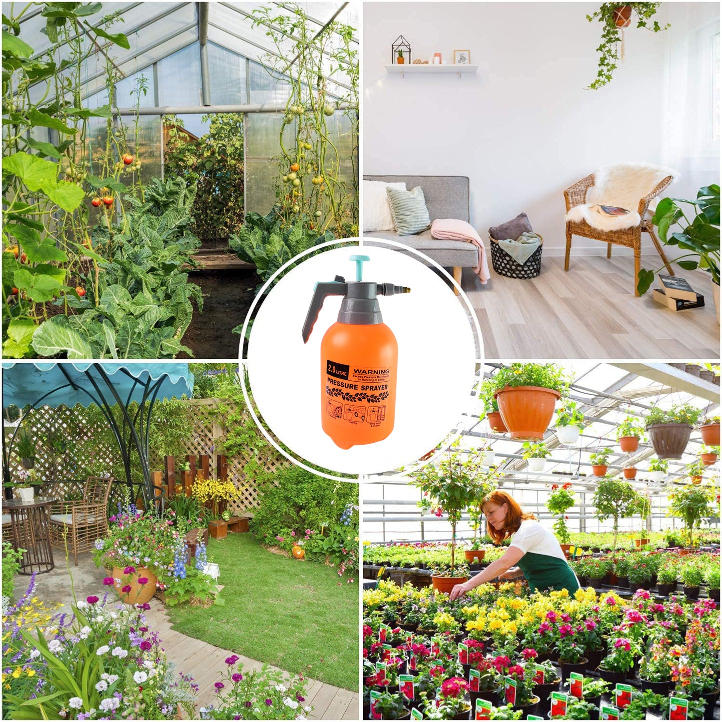 Water Sprayer Hand-held Pump Pressure Garden Sprayer - 2 L (Mix Color)
