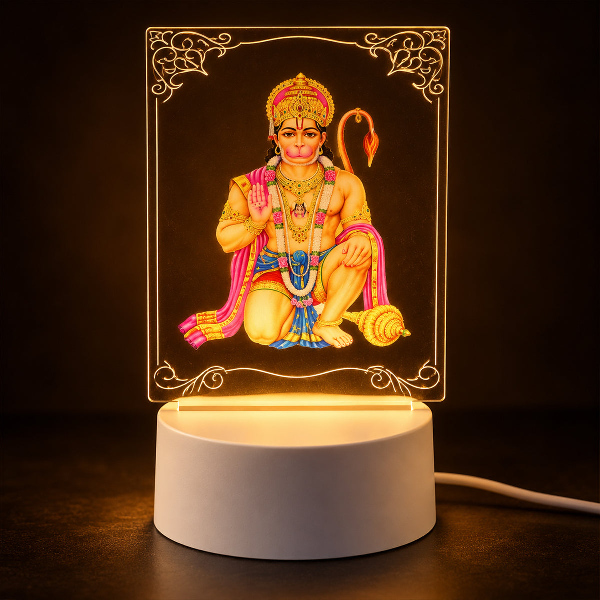 3D Hanuman LED Frame Light for Home Decor and Shelf Display (1 Pc)