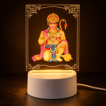 3D Hanuman LED Frame Light for Home Decor and Shelf Display (1 Pc)