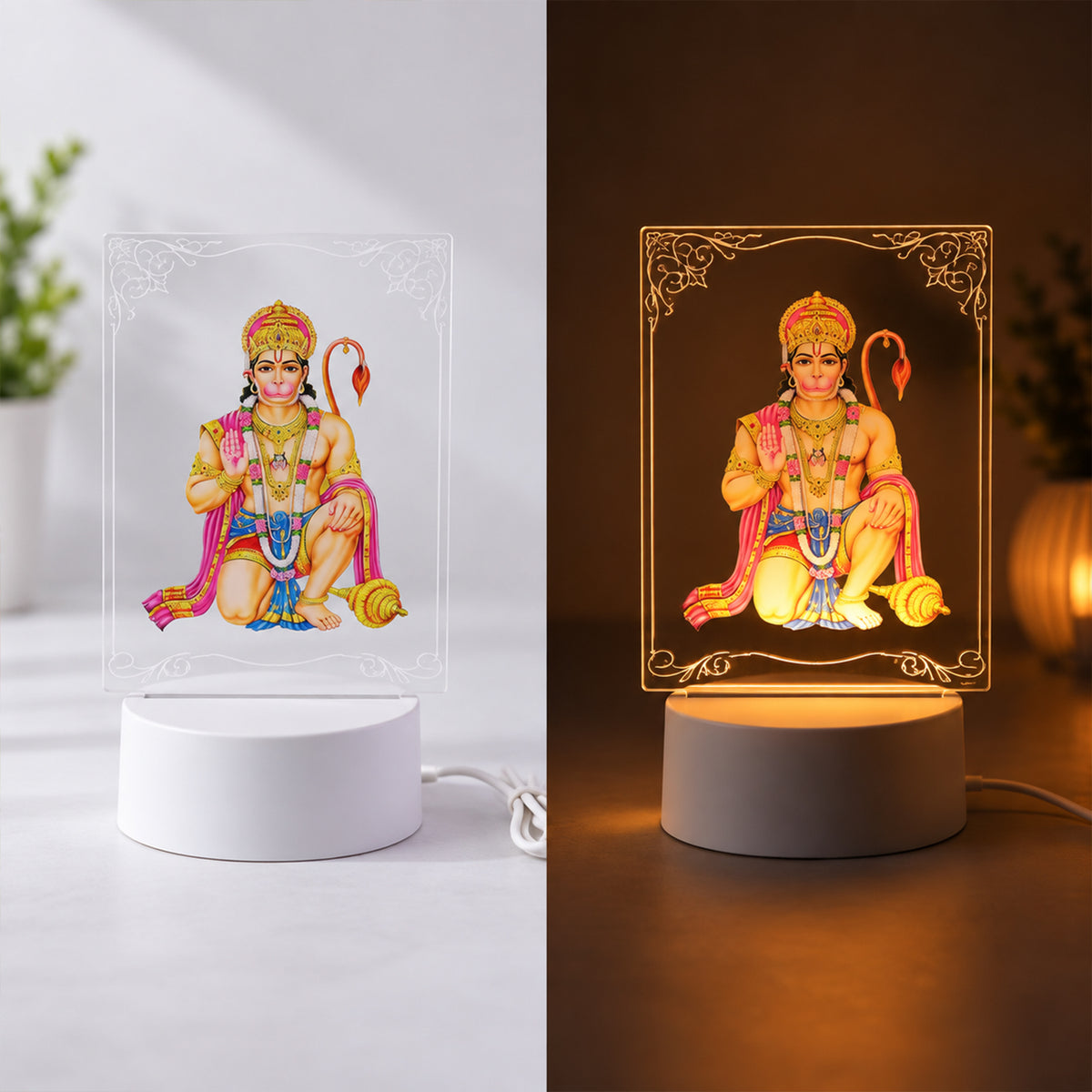 3D Hanuman LED Frame Light for Home Decor and Shelf Display (1 Pc)
