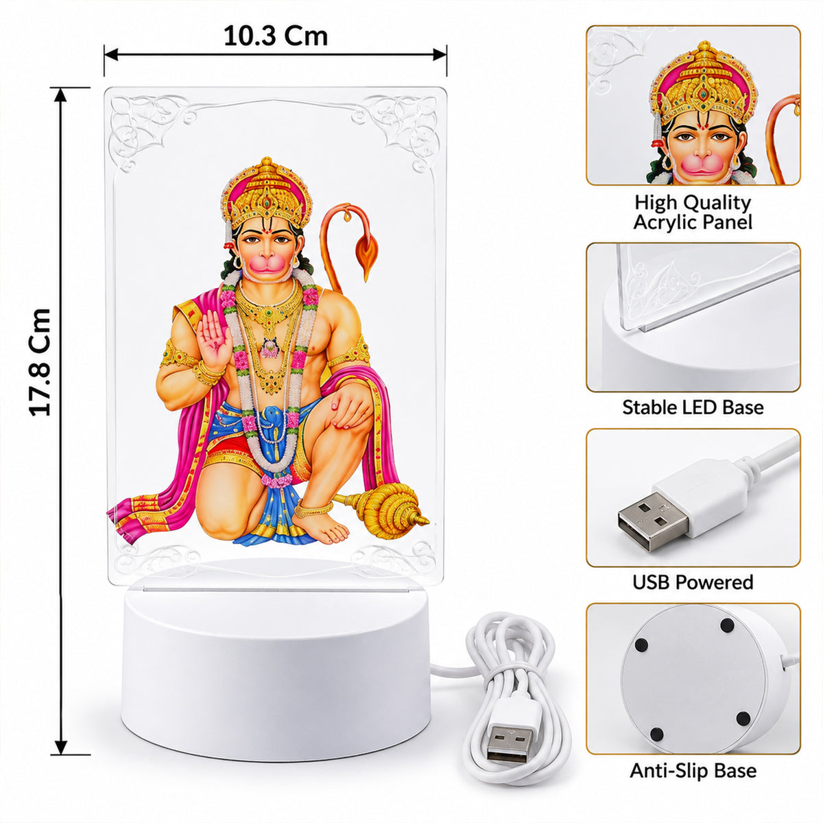 3D Hanuman LED Frame Light for Home Decor and Shelf Display (1 Pc)