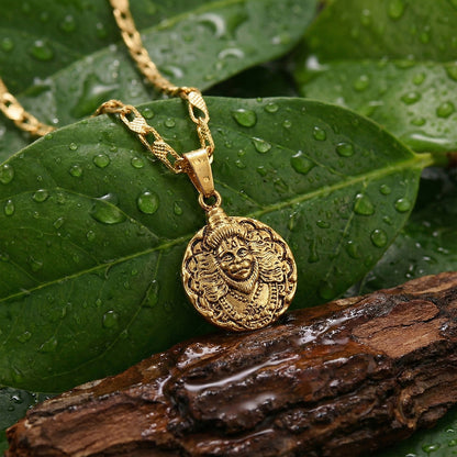 Lord Hanuman Coin Style Devotional Pendant with Chain