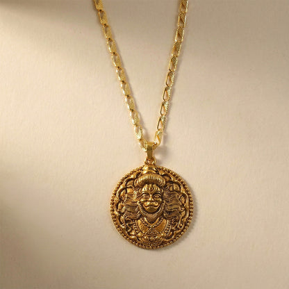 Lord Hanuman Coin Style Devotional Pendant with Chain