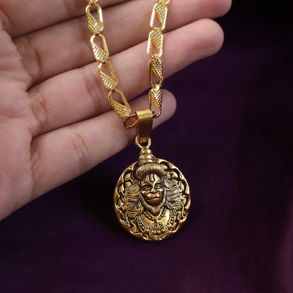 Lord Hanuman Coin Style Devotional Pendant with Chain
