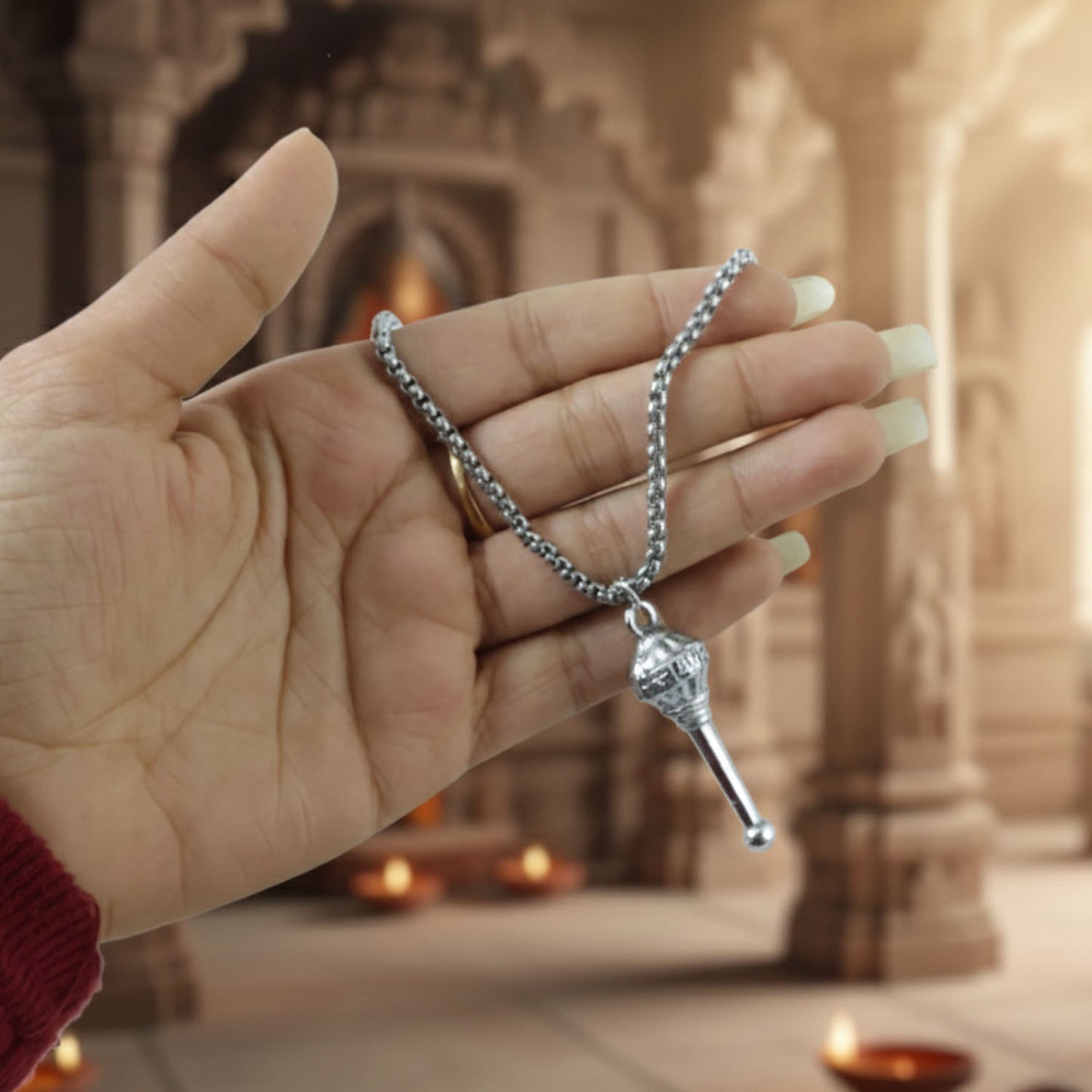 Lord Hanuman Gada Pendant With Chain (1 Pc)
