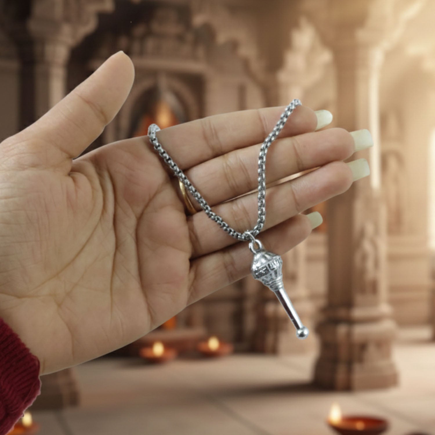 Lord Hanuman Gada Pendant With Chain (1 Pc)