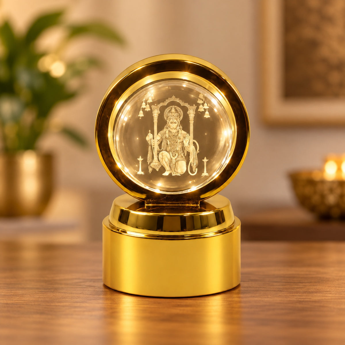 Bajrang Bali 3D Crystal Ball Night Light – Soothing LED Glow