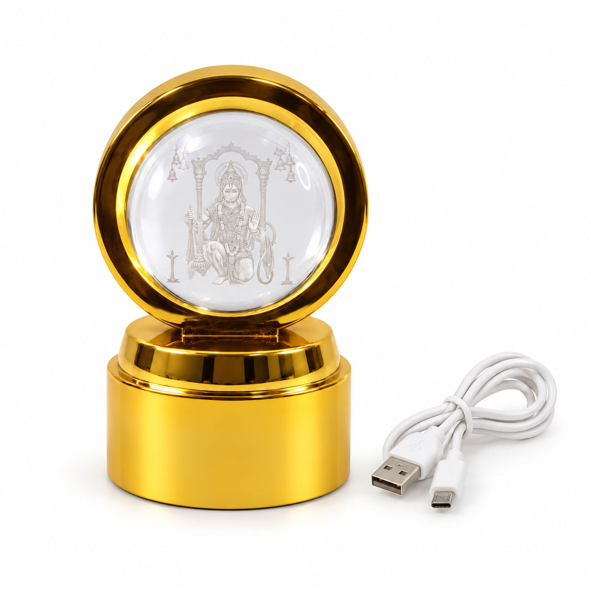 Bajrang Bali 3D Crystal Ball Night Light – Soothing LED Glow