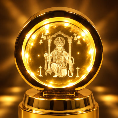 Bajrang Bali 3D Crystal Ball Night Light – Soothing LED Glow
