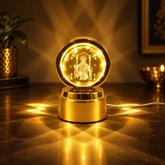 Bajrang Bali 3D Crystal Ball Night Light – Soothing LED Glow