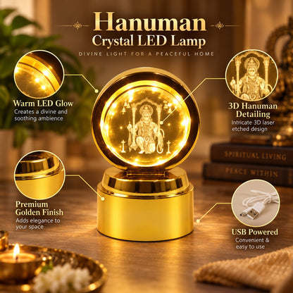 Bajrang Bali 3D Crystal Ball Night Light – Soothing LED Glow