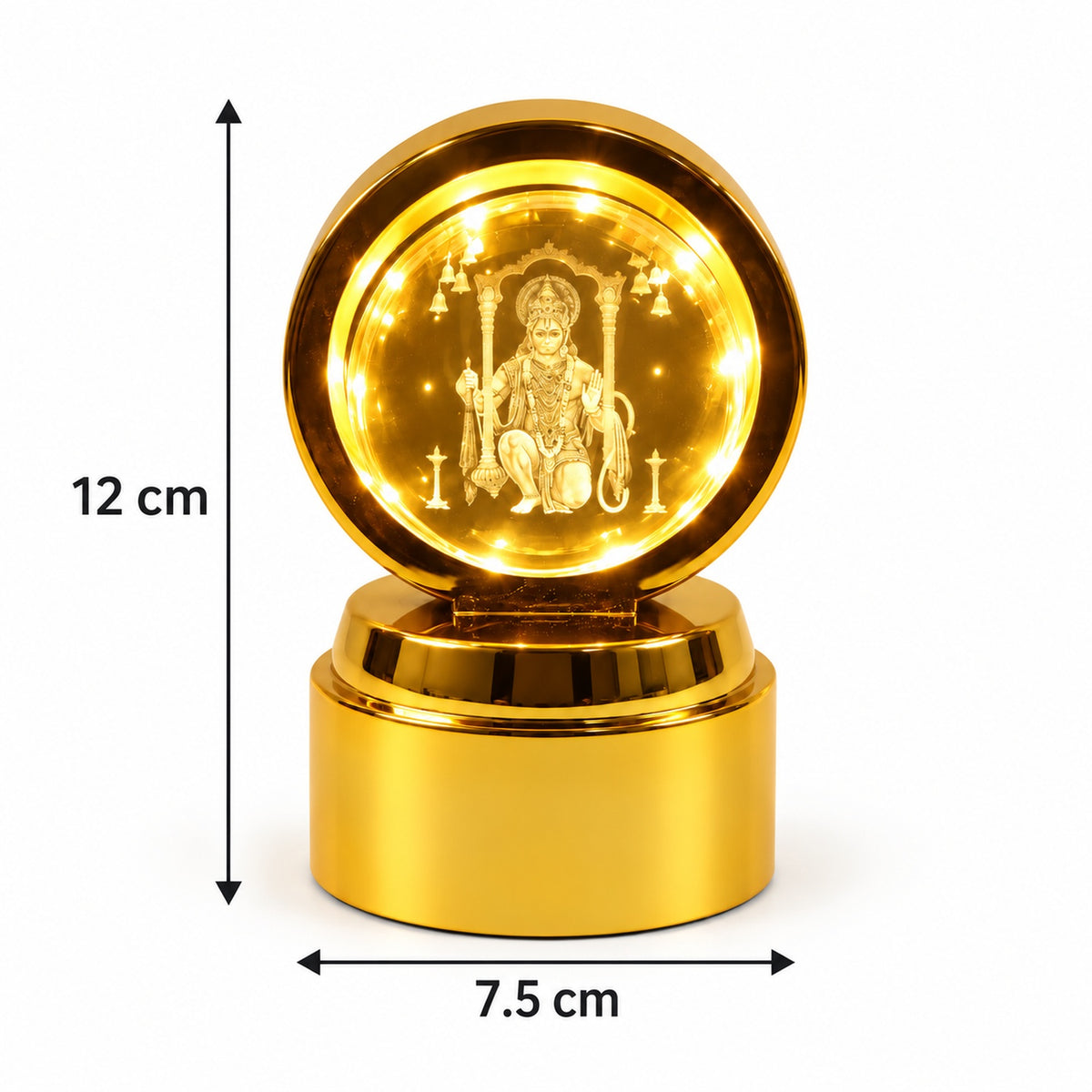 Bajrang Bali 3D Crystal Ball Night Light – Soothing LED Glow