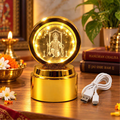 Bajrang Bali 3D Crystal Ball Night Light – Soothing LED Glow