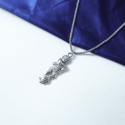 Top view of Hanuman Ji pendant with detailed gada