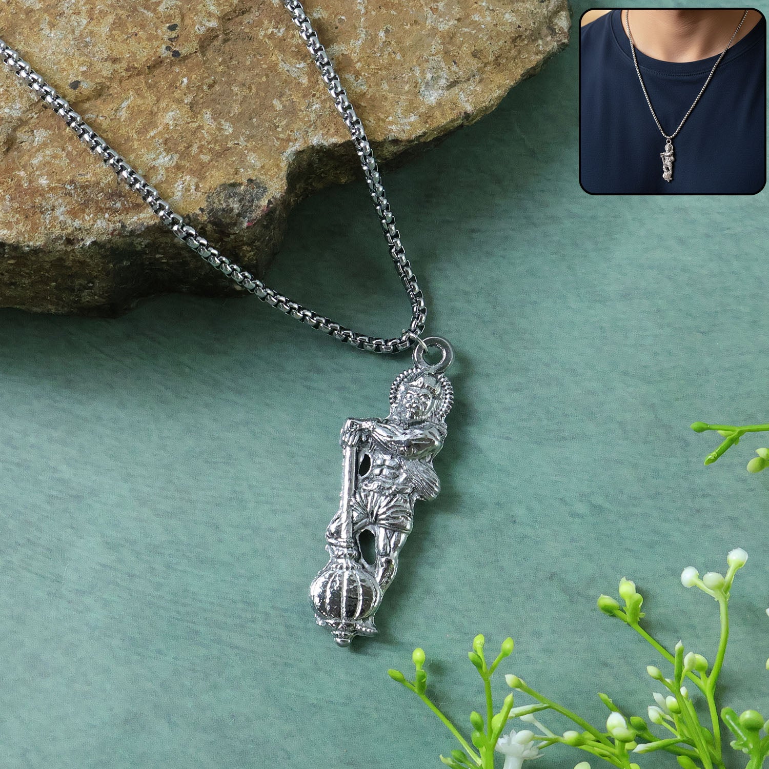 Hanuman Ji pendant with gada detailed design
