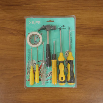 8 In 1 Hand Tool Kit Set, Screwdriver Hammer Repair Tool Kit (1 Set,  Mix Color Tap)