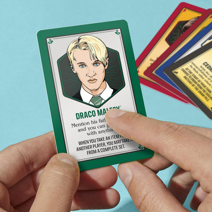 Harry Potter Monopoly Deal cards featuring spells and properties