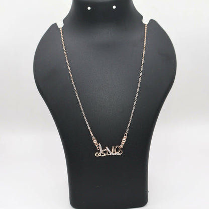Rose Gold Plated LOVE Script AD Pendant Necklace For women and girls