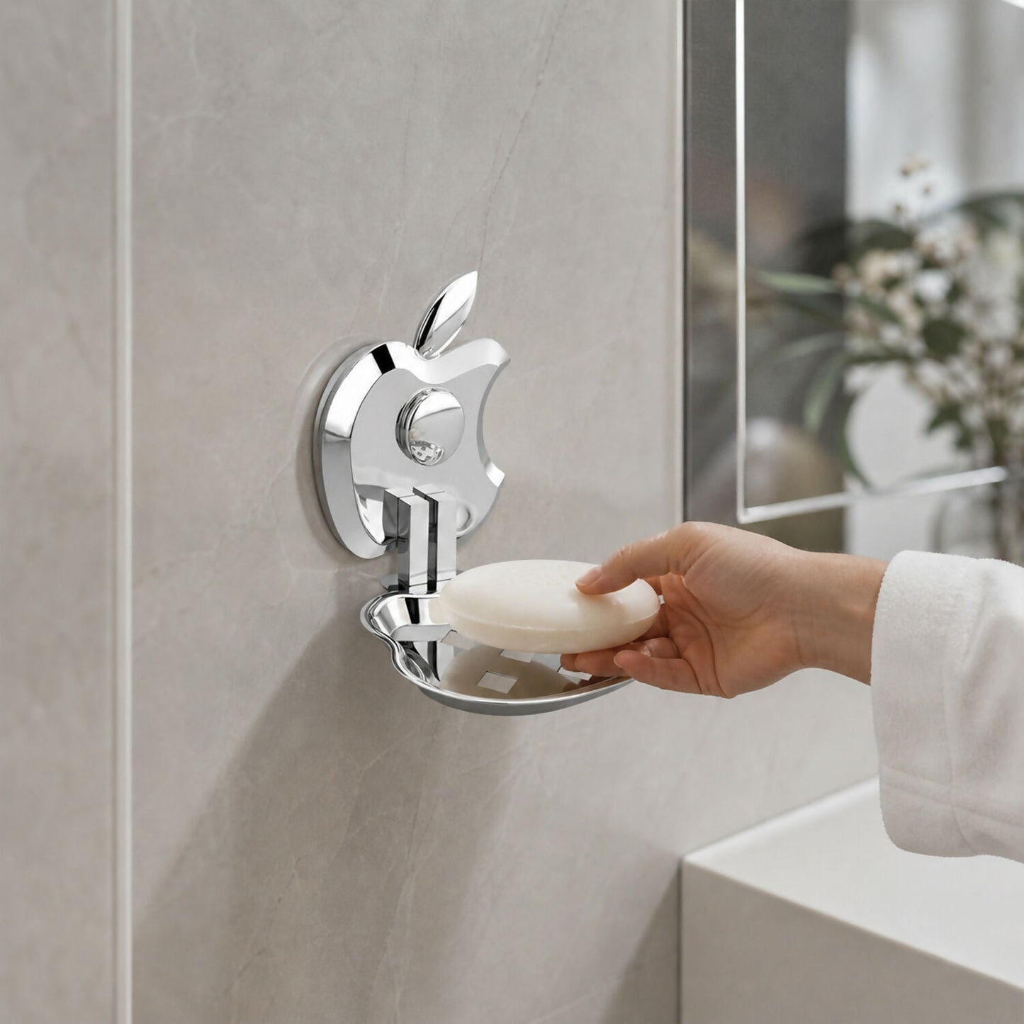 Chrome-finished wall-mounted soap dish with durable stainless steel construction