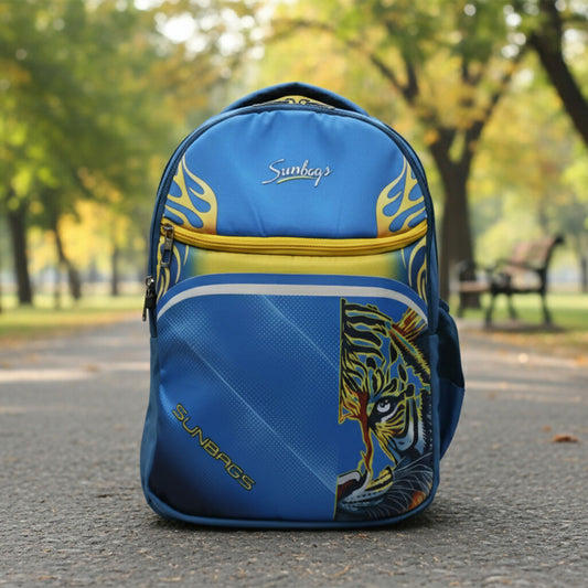 Sunbags College Backpack – Multicolor Tiger Print, Lightweight & Durable School Bag with Front Pocket, Adjustable Straps, Spacious Compartments for Boys & Girls