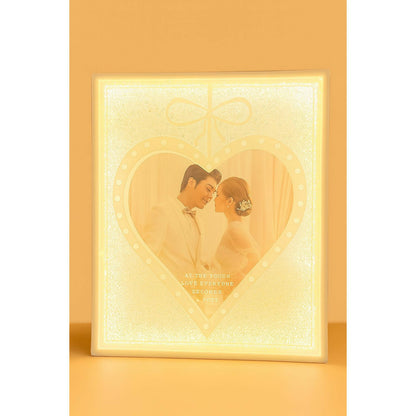 LED Heart Photo Frame with Glitter Border and Romantic Lighting – Elegant Tabletop Decorative Picture Frame with Warm Glow – Perfect for Wedding, Anniversary, Bedroom Décor and Gifting