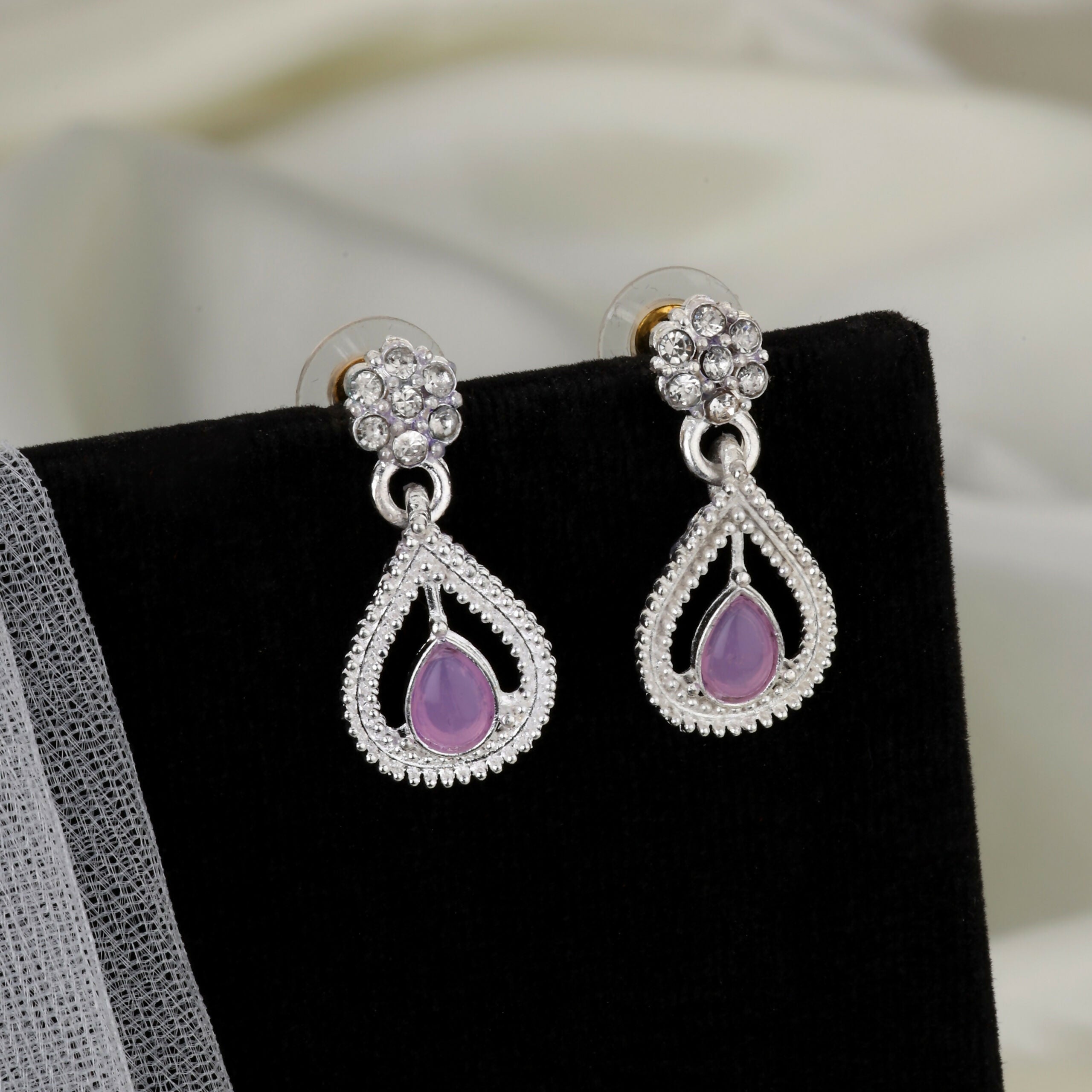 Oxidized Silver Choker Set – Vibrant Purple & Emerald Stones