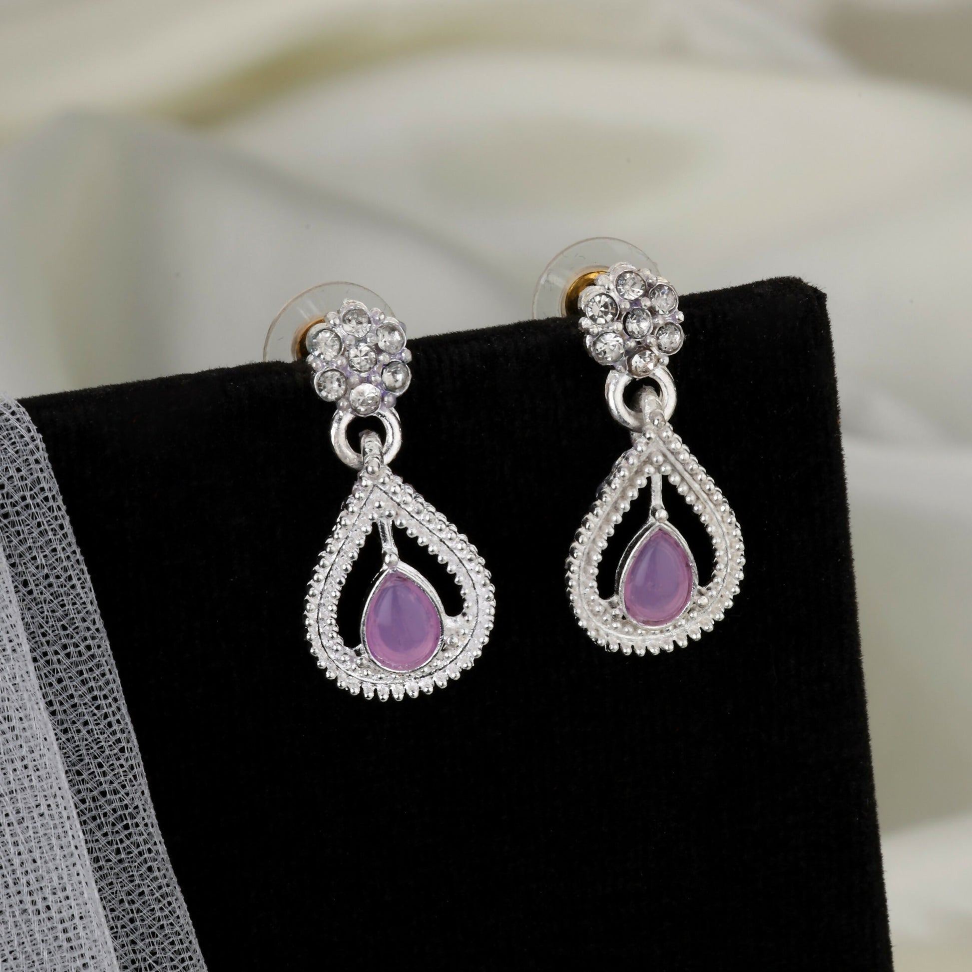 Rustic Oxidized Silver Purple & Emerald Choker Set