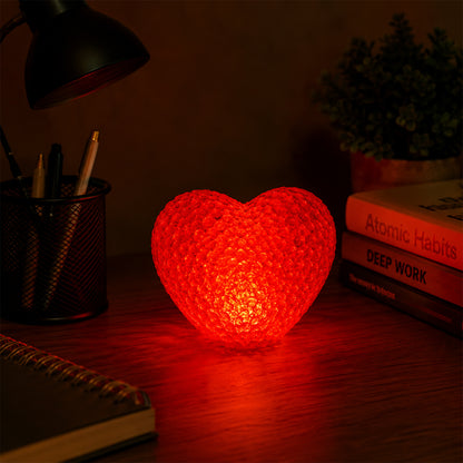 Heart Shape LED Night Lamp Crystal Texture Soft Red Glow Light (1 Pc)