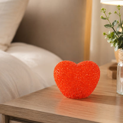 Heart Shape LED Night Lamp Crystal Texture Soft Red Glow Light (1 Pc)