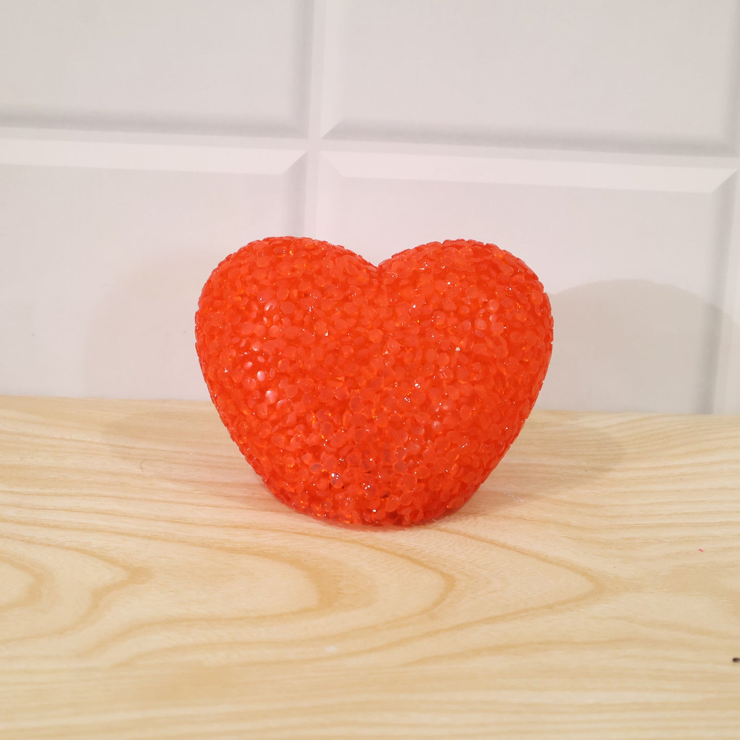 Heart Shape LED Night Lamp Crystal Texture Soft Red Glow Light (1 Pc)