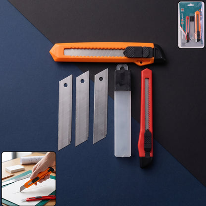 Professional Utility Knife Cutter Set with Extra Snap Off Blades (1 Set)