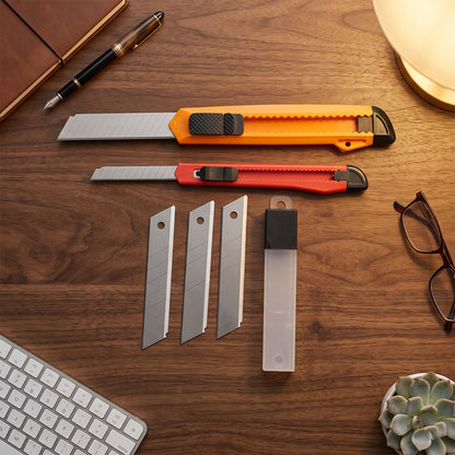 Professional Utility Knife Cutter Set with Extra Snap Off Blades (1 Set)