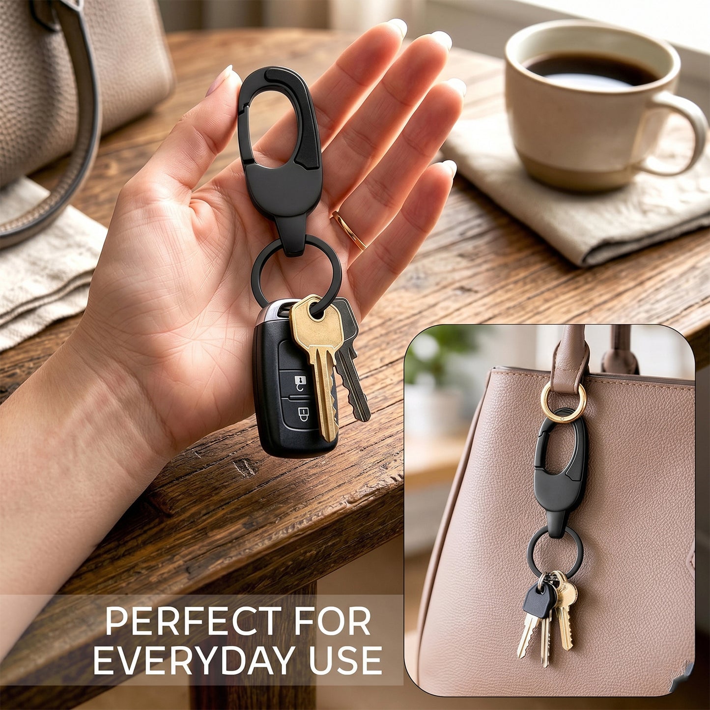 Premium Metal Keychain with Carabiner Clip for Car & Bike Keys