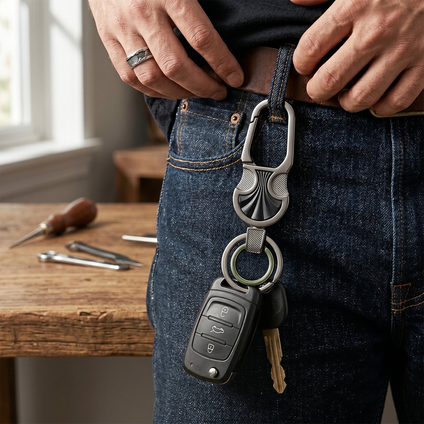Stylish Metal Key Holder Keychain with Secure Lock Clip 1 Pc