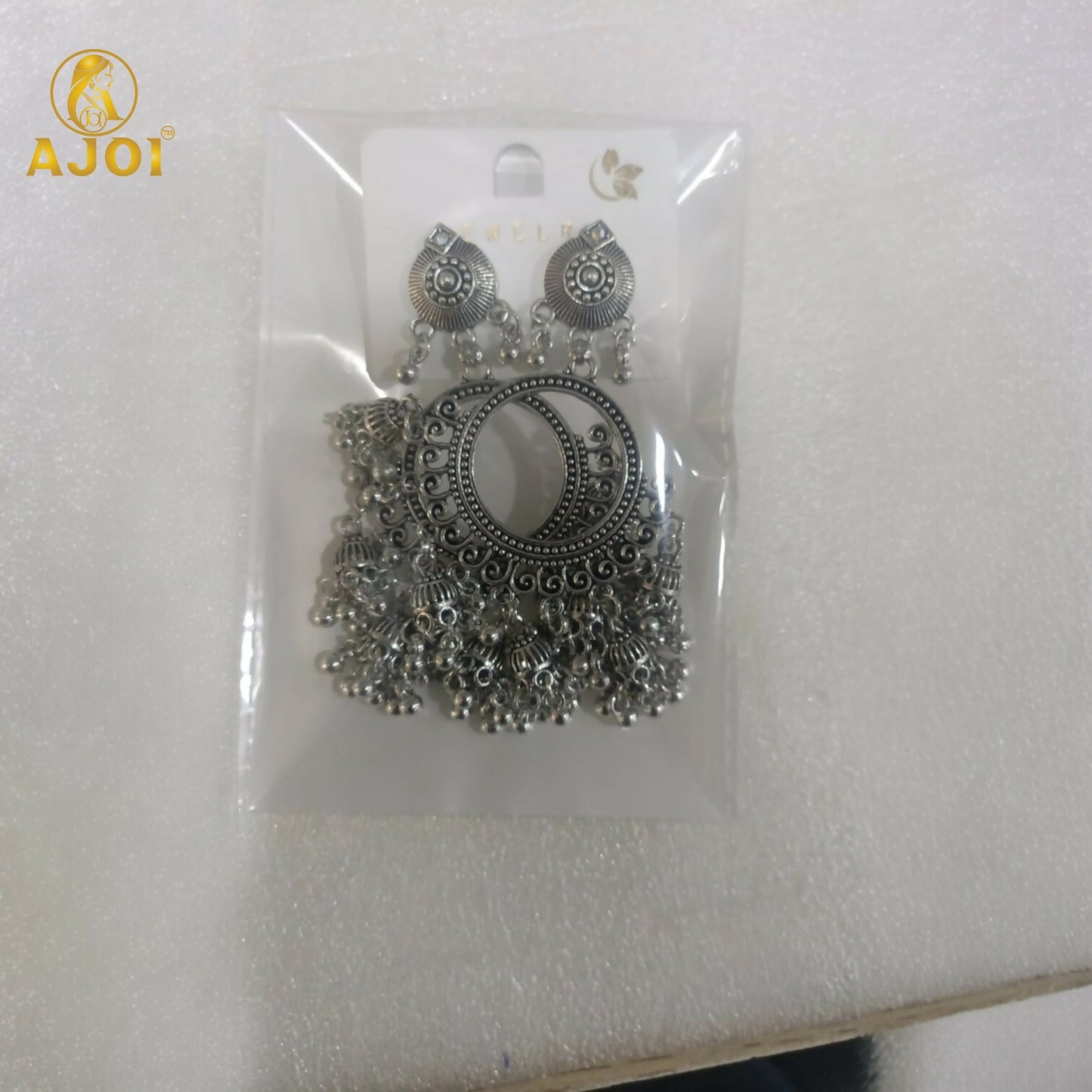 Premium Oxidised Silver Boho Chandbali Jhumka Earrings