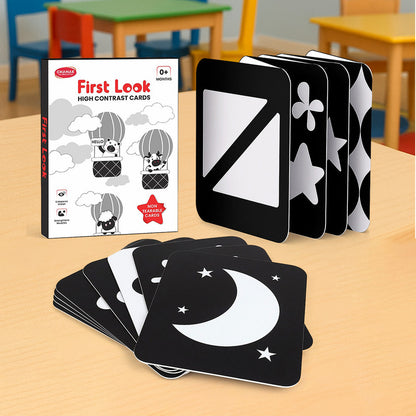 High-Contrast Flash Cards & Dual-Sided Flip Book for Newborns