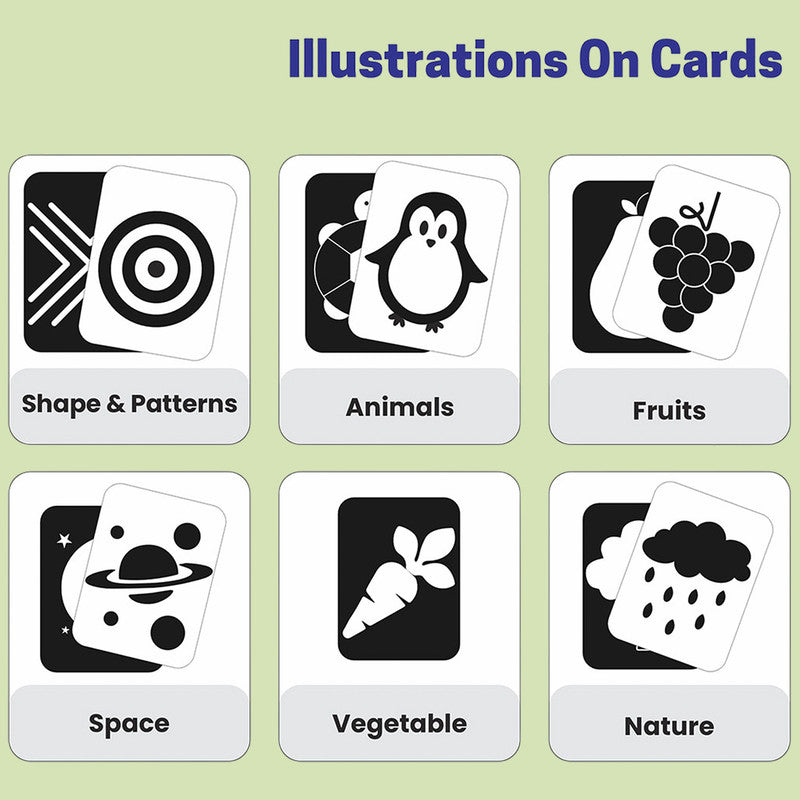 High-Contrast Flash Cards & Dual-Sided Flip Book for Newborns