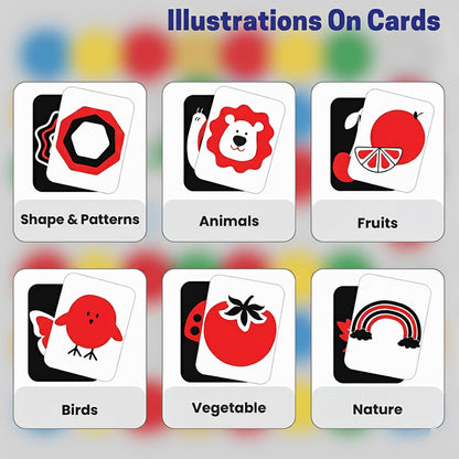 High Contrast Flash Cards for Babies - Shapes, Animals, Fruits, & More