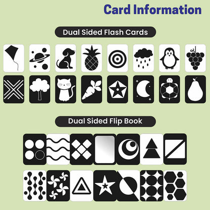 High-Contrast Flash Cards & Dual-Sided Flip Book for Newborns